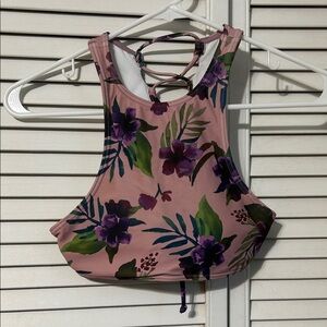 Trillium Pink and Purple Floral Bikini Top